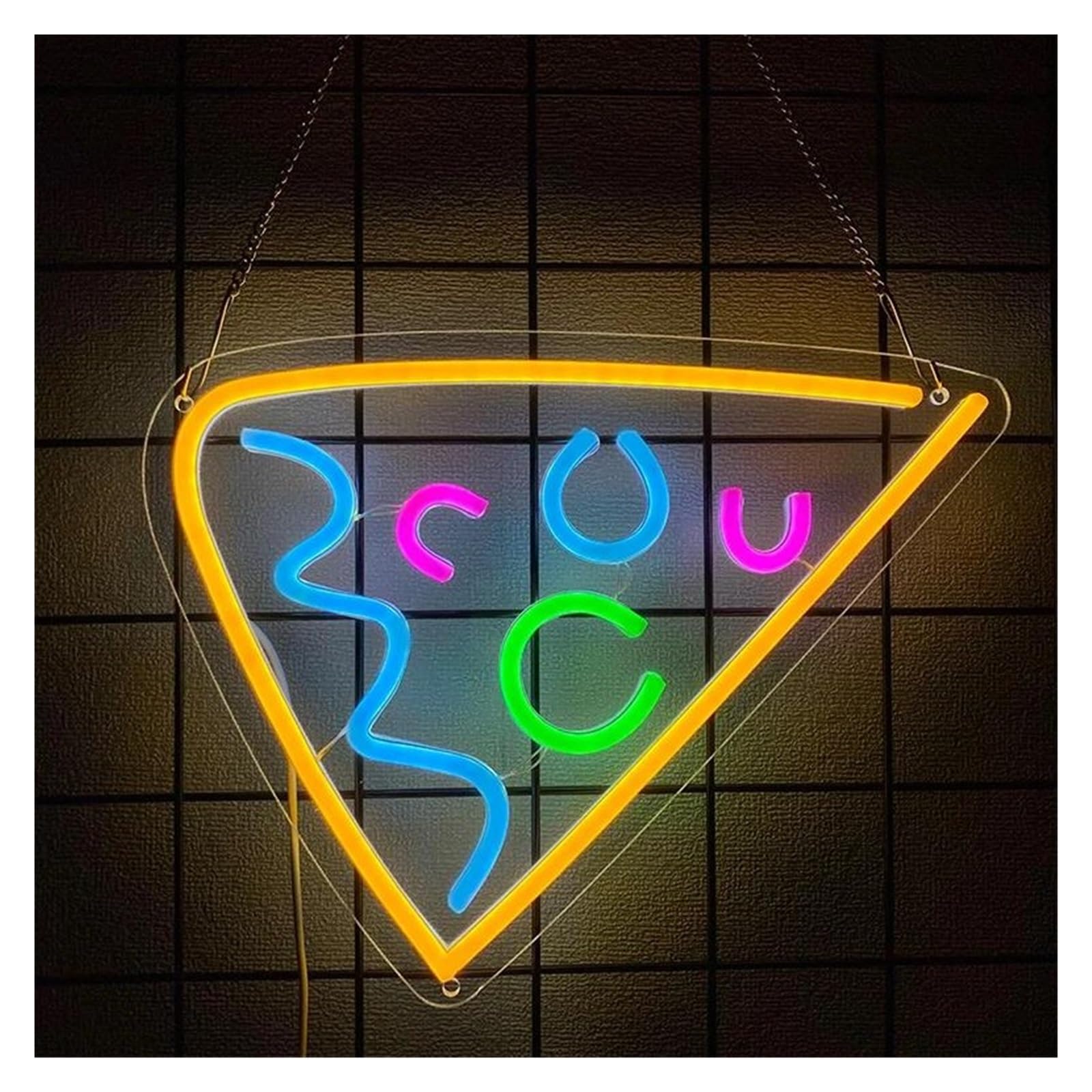 LEMST Sign Lamp Pizza Neon Sign Food Shape Light for Fast Food Restaurant Store Kitchen Business Party Decor USB Lamp 31.6cmx25.6cm