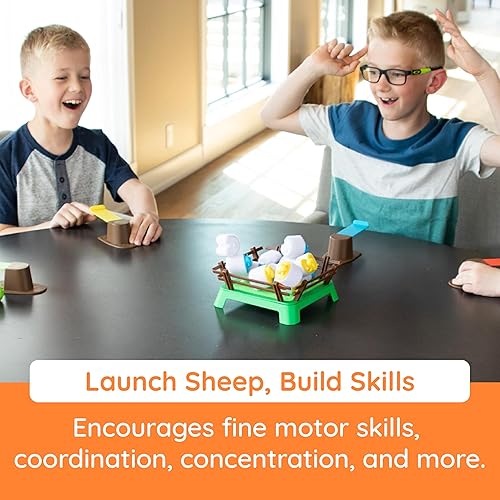 Miniatura 6 de Fat Brain Toys Heap-O-Sheep - Juego de mesa familiar para niños y adultos, juego de catapultar ovejas, 6 a adultos, 2 a 4 jugadores
