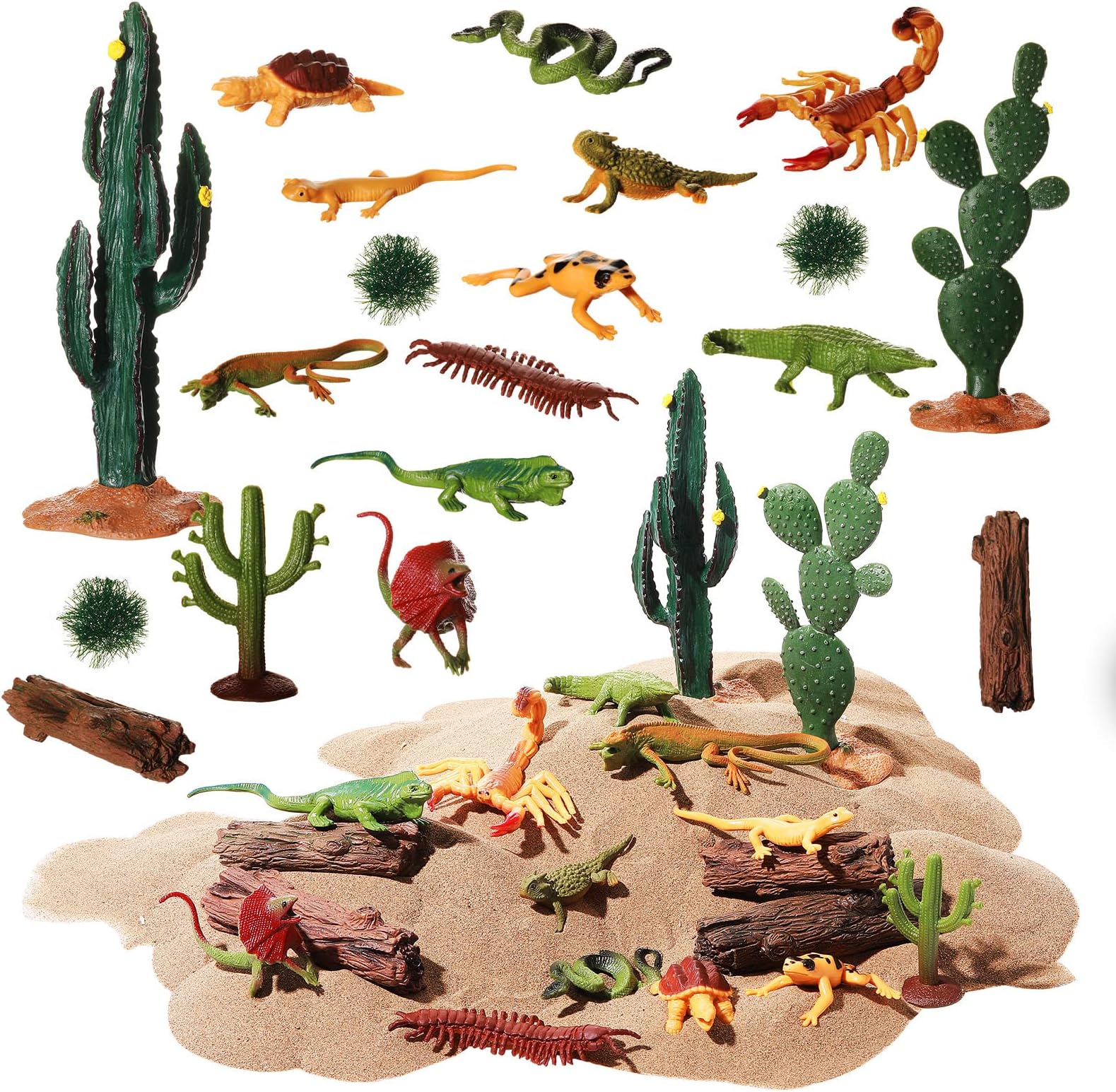 - Sratte 26 Pcs Desert Animals Figures Diorama Kit, Reptiles Toys Lizard Snake Cactus Model Toys Desert Project Diorama Supplies for Back to School Gift Educational Learning Birthday Gift