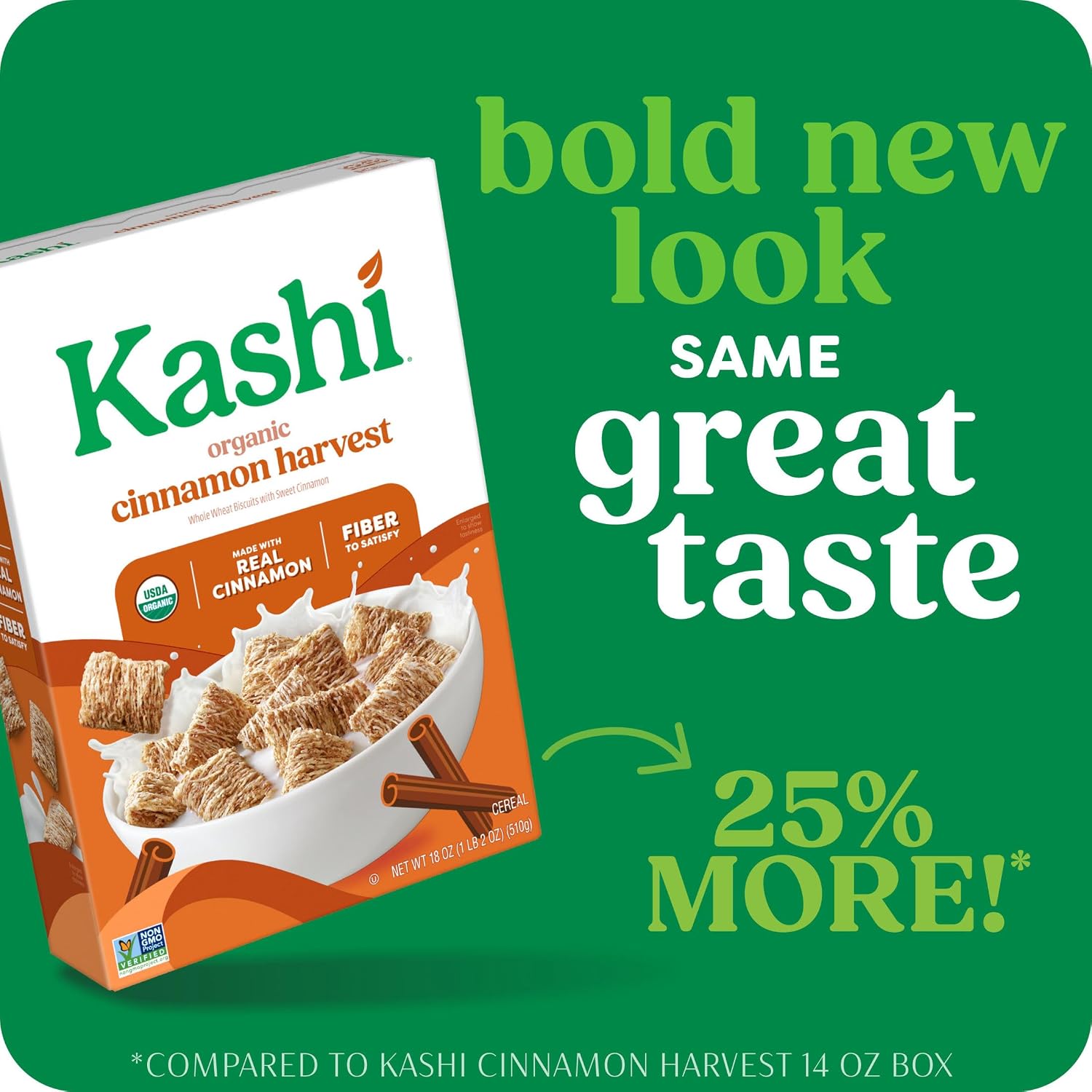 Kashi Breakfast Cereal, Organic, Whole Grain, Cinnamon Harvest, 18oz Box (1 Box) (Pack of 3) image 3