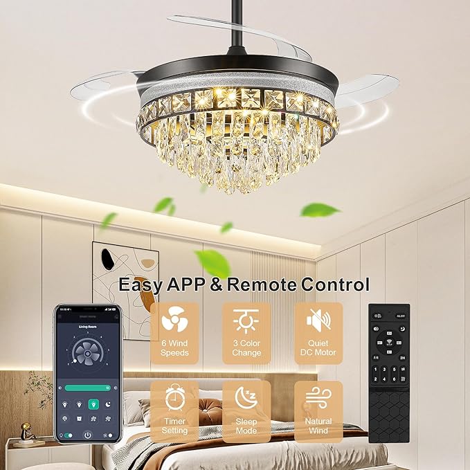 Ventilador de Techo 42 Pulgadas Con Luz LED Dimmable y Contr miniatura 8