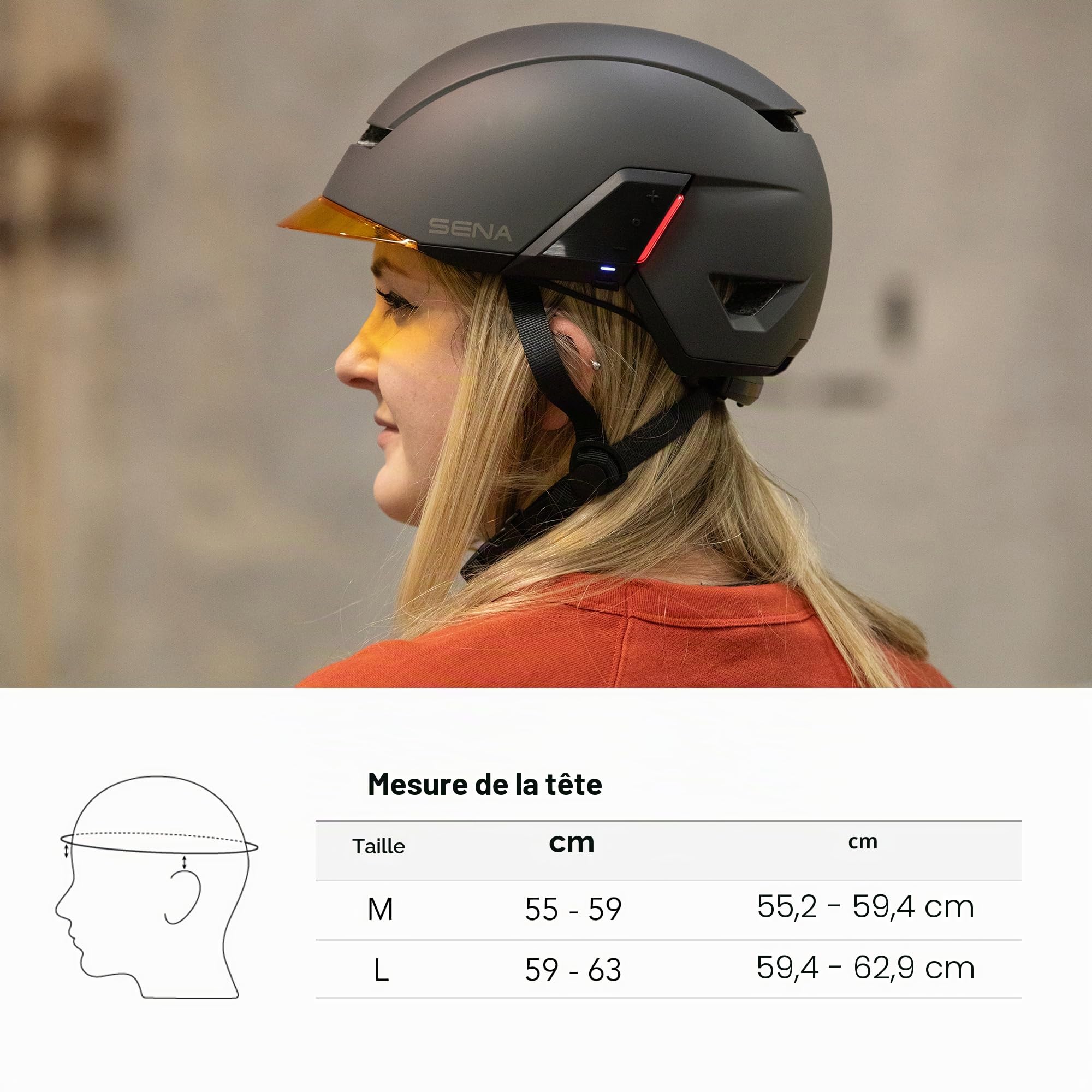 Sena U1 Casque Intelligent pour vélo électrique, Mesh 3.0 Intercom