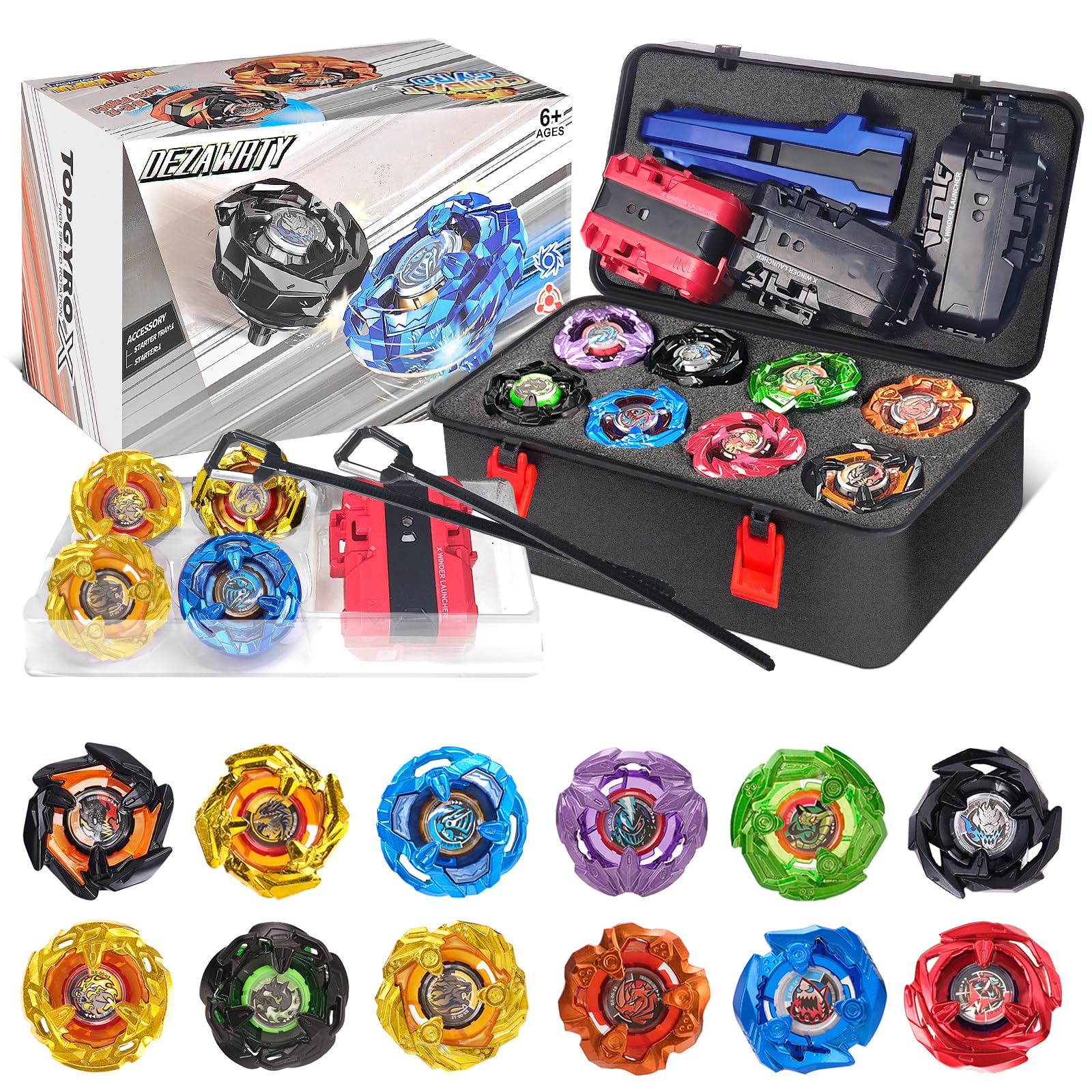 Gyro X Battle Set with Storage Carry Box, 12 Spinning Right Blade