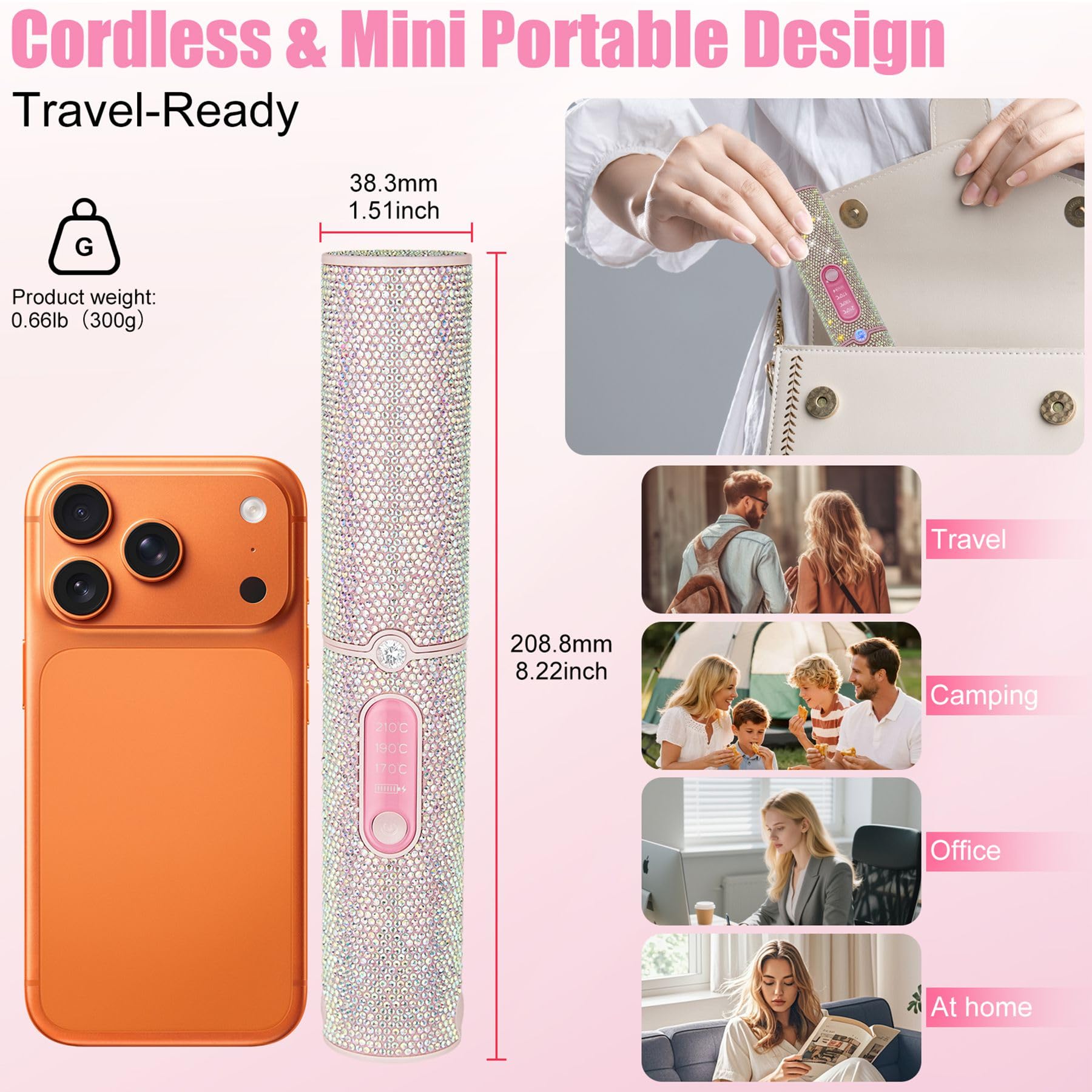 Kabelloser Haarglätter Lockenstab 2-in-1 Mini Reise Glätteisen