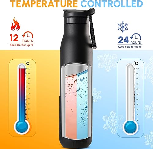 Miniatura 5 de Botellas de agua aisladas de acero inoxidable con pajilla, botella de agua aislada al vacío de pared con popote para gimnasio, viajes, camping,