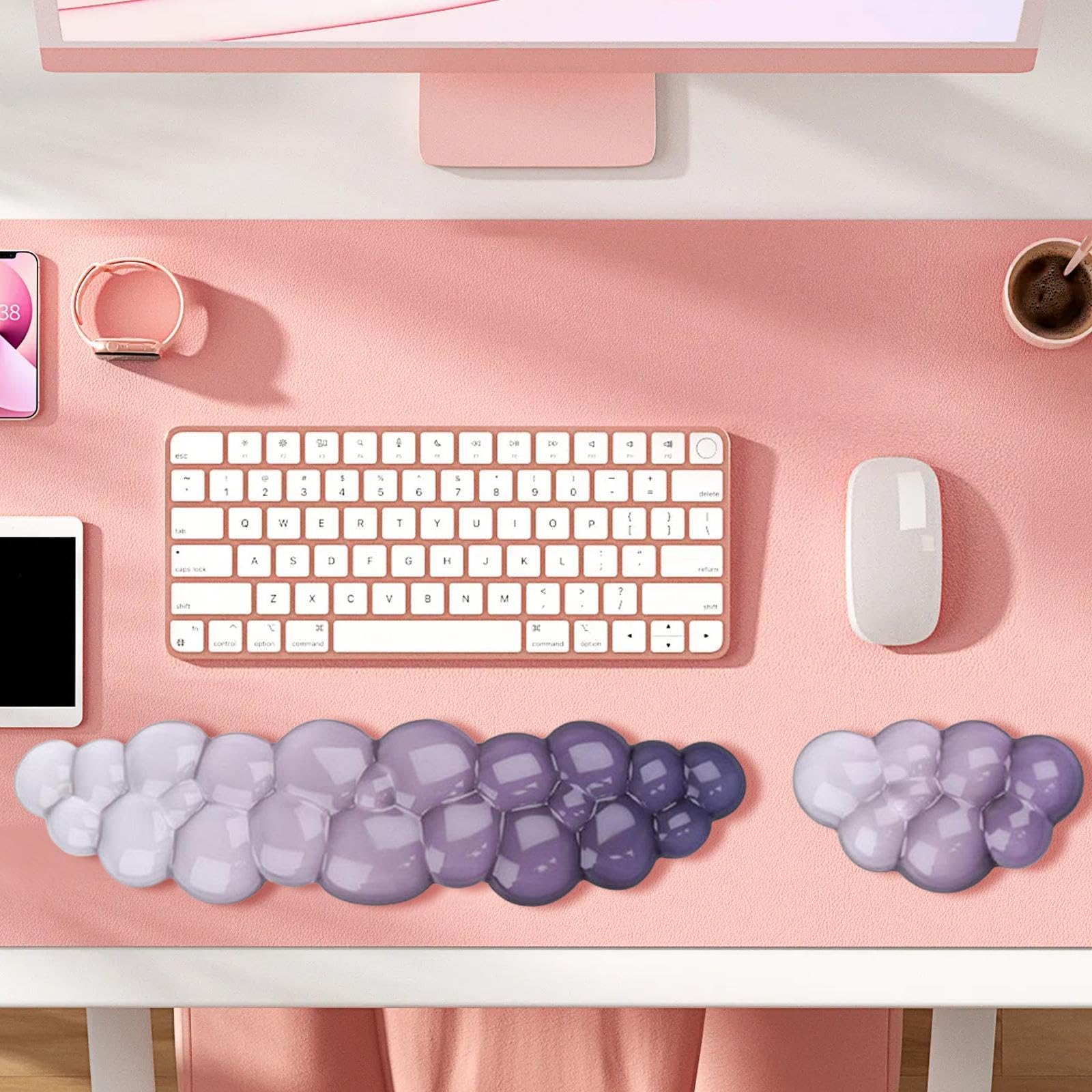 Repose-Poignets pour Clavier, Tapis de Clavier, Repose-Bras, Coussin Confortable, Accessoire de Bureau à Offrir, Violet