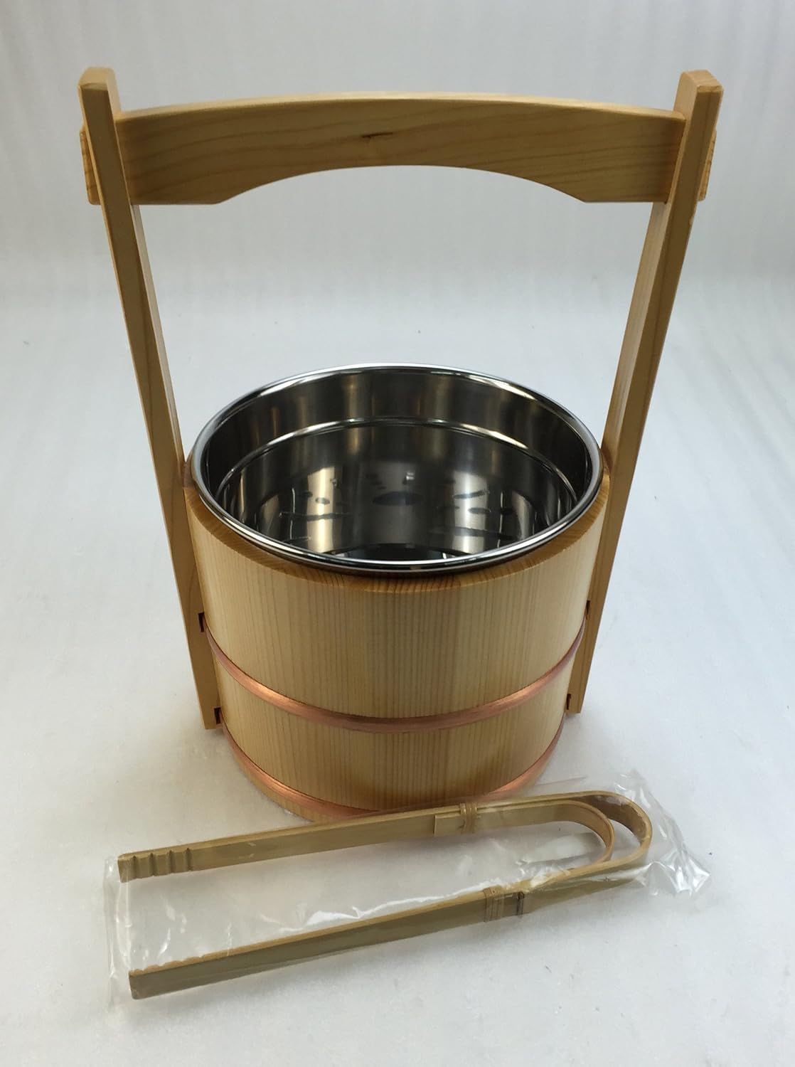 Yamako 12376 Okamochi Ice Pail with Stainless Steel Tang and Tongs