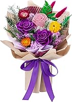 Flomoon Forever Purple Preserved Roses Bouquet - Long-Lasting Gifts for Her, Valentine's Day Birthday Anniversary Flowers for Women Mom Wife (Paper Wrapped)