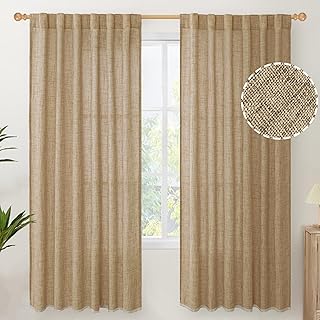 YoungsTex Toffee Linen Curtains 72 Inch Length for Farmhouse Rod Pocket Burlap Textured Window Drapes for Living Room Bedroom Dining Room Light Filtering, 2 Panel, 52 X 72 Inch - Buy now