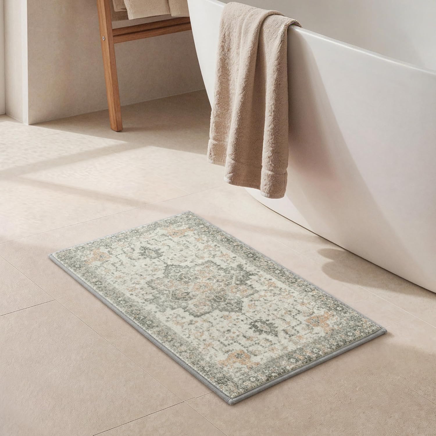 sarben 24"x17" Soft Memory Foam Bath Mat Non Slip Washable, Taupe | Thick Absorbent Small Bath Mat, Quick Dry Shower Rug for Tub, Toilet and Sink, Home Decor Accessories
