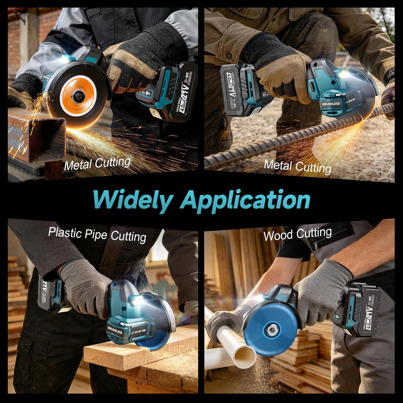 Yofuly Mini Amoladora Angular Batería 100mm Compatible con baterías Makita de 18v, 3 Velocidades 18000RPM Radial Pequeña Eléctrica con 7 Discos de Cort, 2 Baterías de 4,0 Ah