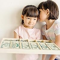 Vista 8 de Melissa & Doug - Juego de dinero educativo con billetes de papel y monedas de plástico (50 de cada denominación) y cajón de efectivo de madera