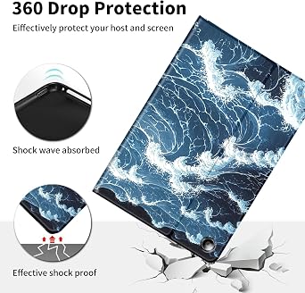 Case for All-New Fire 7 Tablet (12th Generation, 2022 Release)-Slim Leather Adjustable Stand Smart Cover with Auto Wake/Sleep,Blue Waves