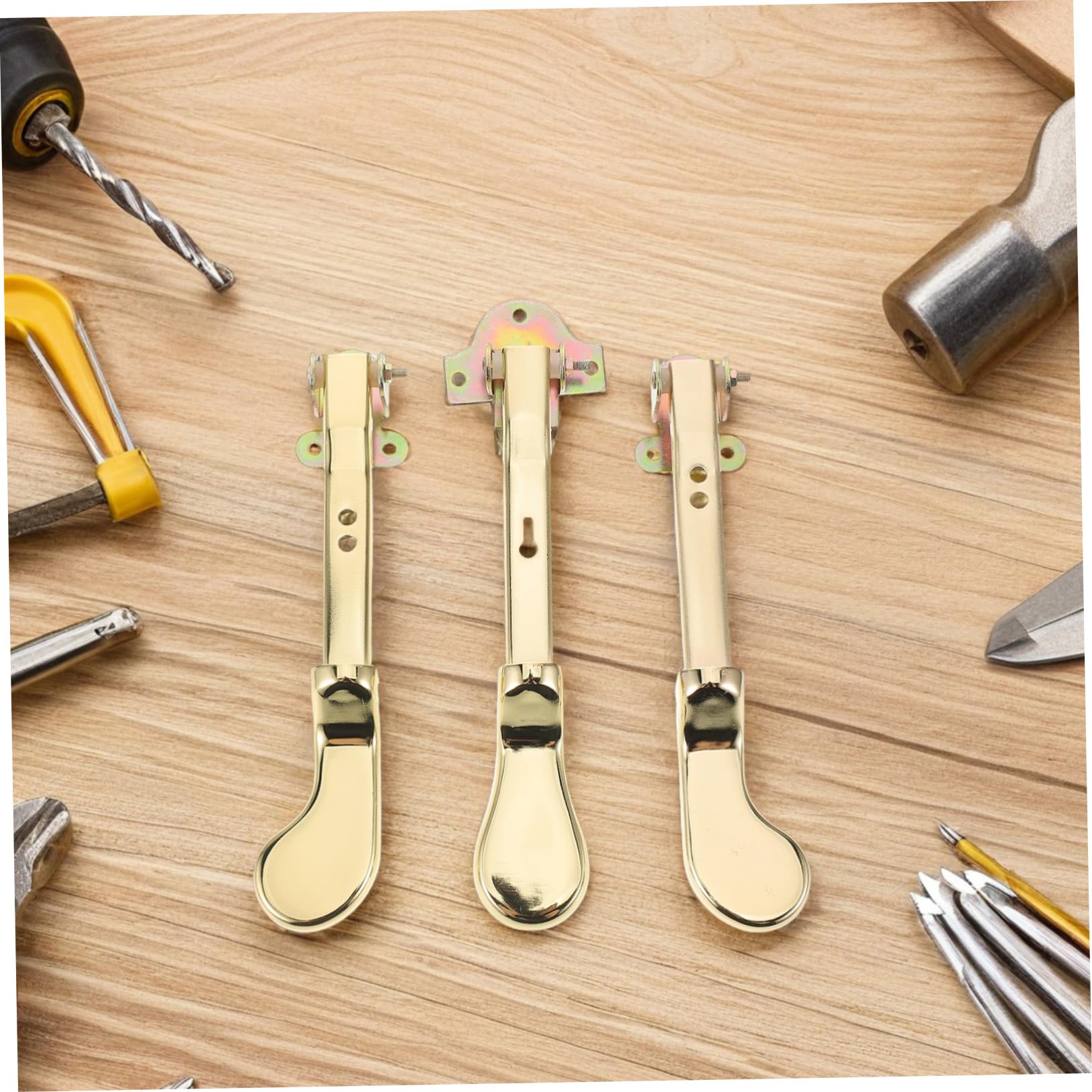 Pedal de Sustain para Piano Vertical Dorado de Metal, 3 Piezas | Diseño de Doble Orificio, Acabado Elegante, Repuesto para Pianos Verticales, Uso Profesional