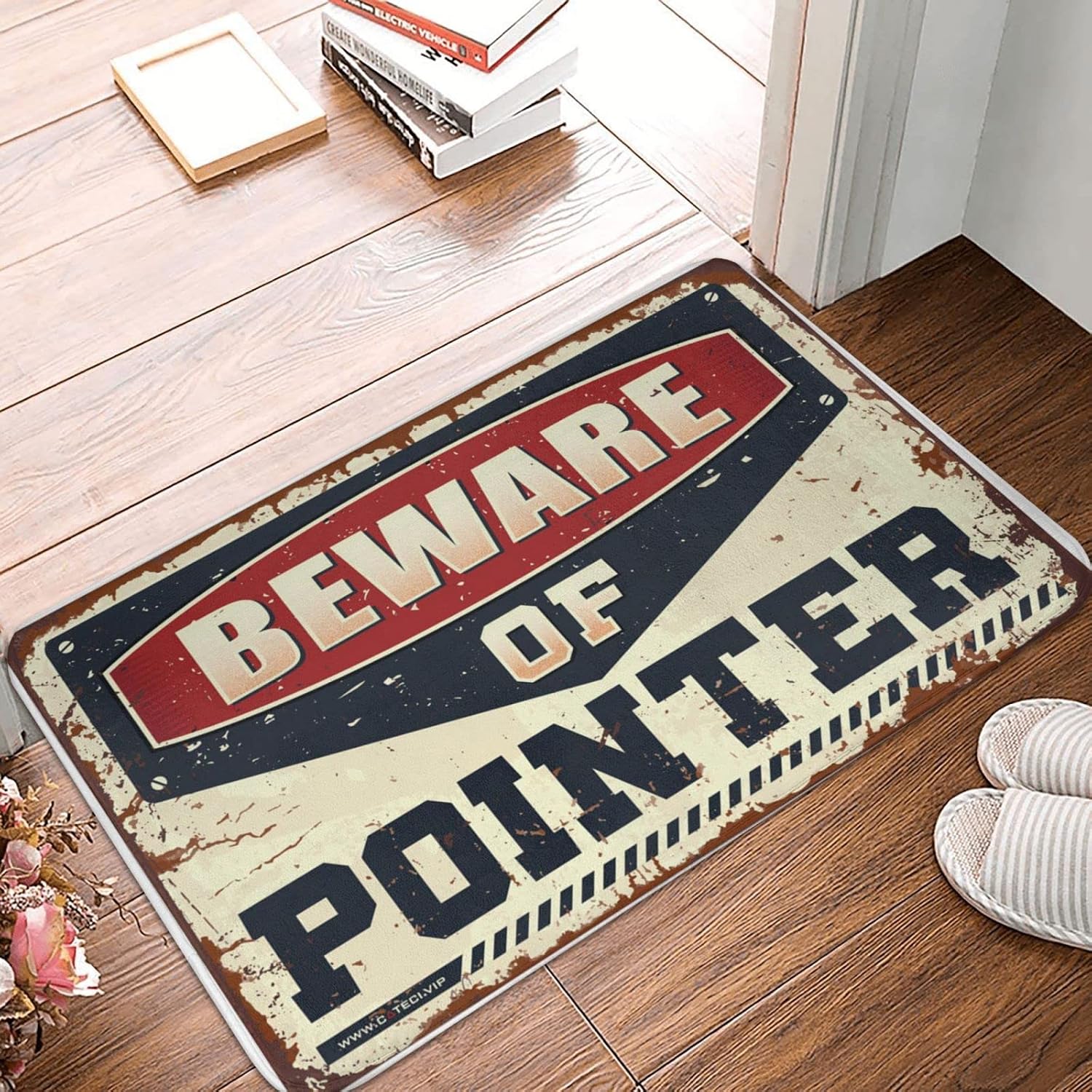 Funny Bedroom Decor Beware of Pointer Doormat Fall Outdoor Welcome Mat Desk Floor Mat(40X60CM)
