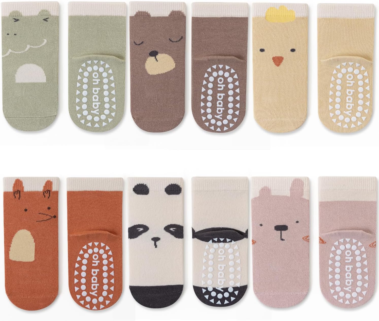 Baby Boys Girls Soft Breathable Cotton Blend socks Kids’ Adorable Animal-Themed Non-Slip Socks – 6 Pairs Set