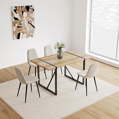 Miniatura 8 de Juego de 4 sillas de comedor con forma de cuchara sin brazos con asiento de cojín de tela de gamuza y patas de metal negro para comedor y cocina,