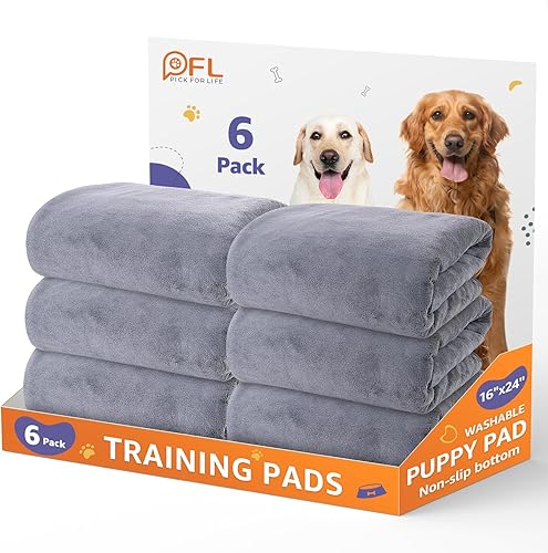 Almohadillas lavables para orina de perros, paquete de 6, almohadillas reutilizables de 16 x 24 pulgadas, almohadillas absorbentes antideslizantes