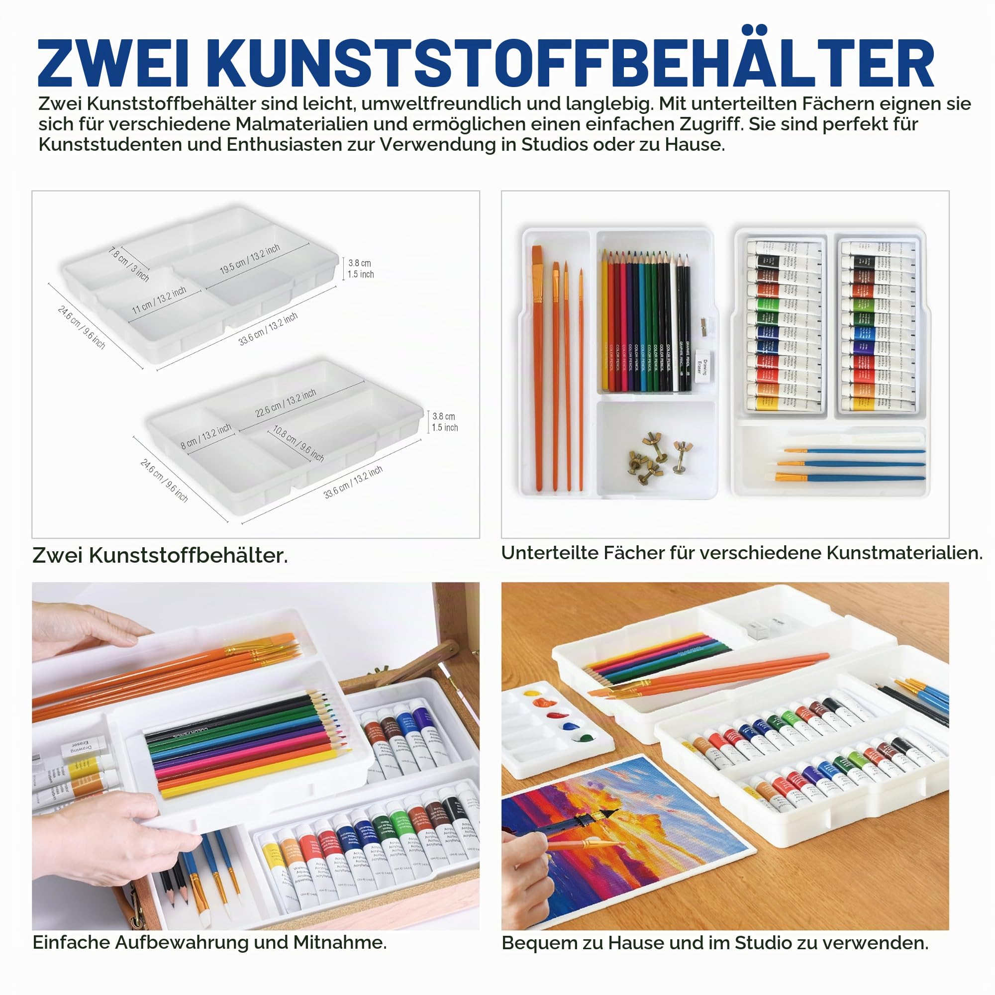 Kunstset mit Staffelei, Komplettes Malset mit Malmaterial | 55-tlg. Kunstset Alles-in-Einem, Tischstaffelei, Sortiertes Malmaterial, Ideales Geschenk für Erwachsene und Kinder