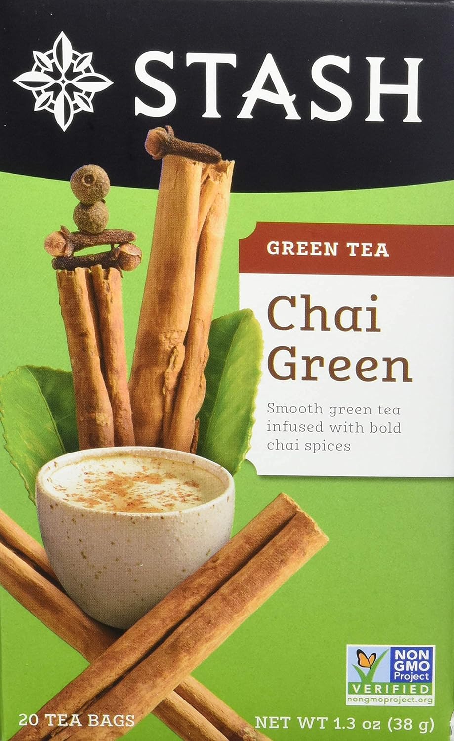 Stash Tea Chai Green Tea - Caffeinated, Non-GMO Project Verified Premium Tea with No Artificial Ingredients, 20 Count (Pack of 6) - 120 Bags Total : Grocery & Gourmet Food
