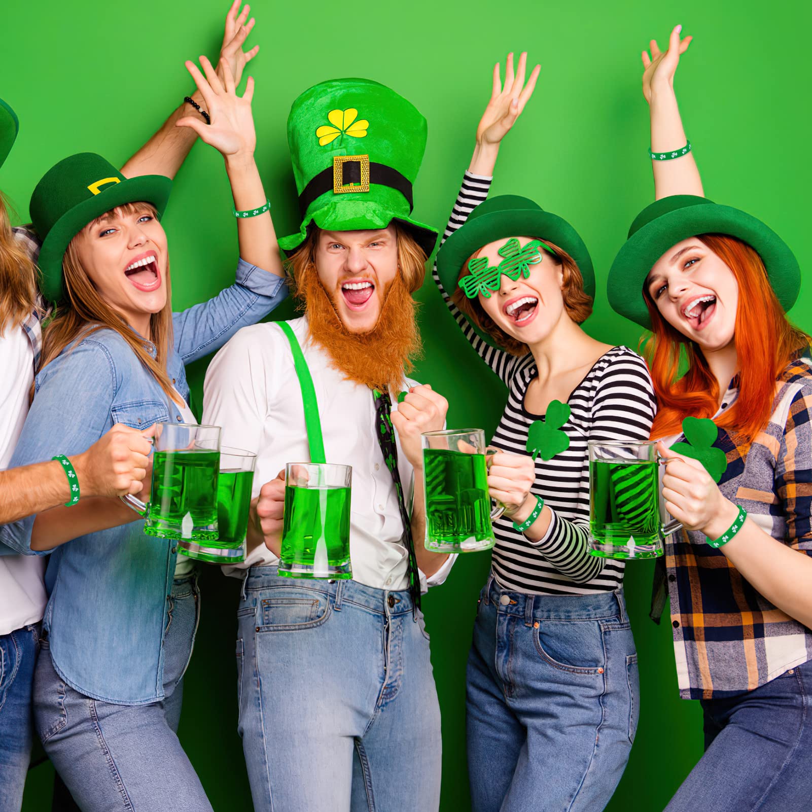 48 Braccialetti A Schiaffo Di San Patrizio – Trifoglio E Motivi Irlandesi In Pelle Sintetica Per Festa
