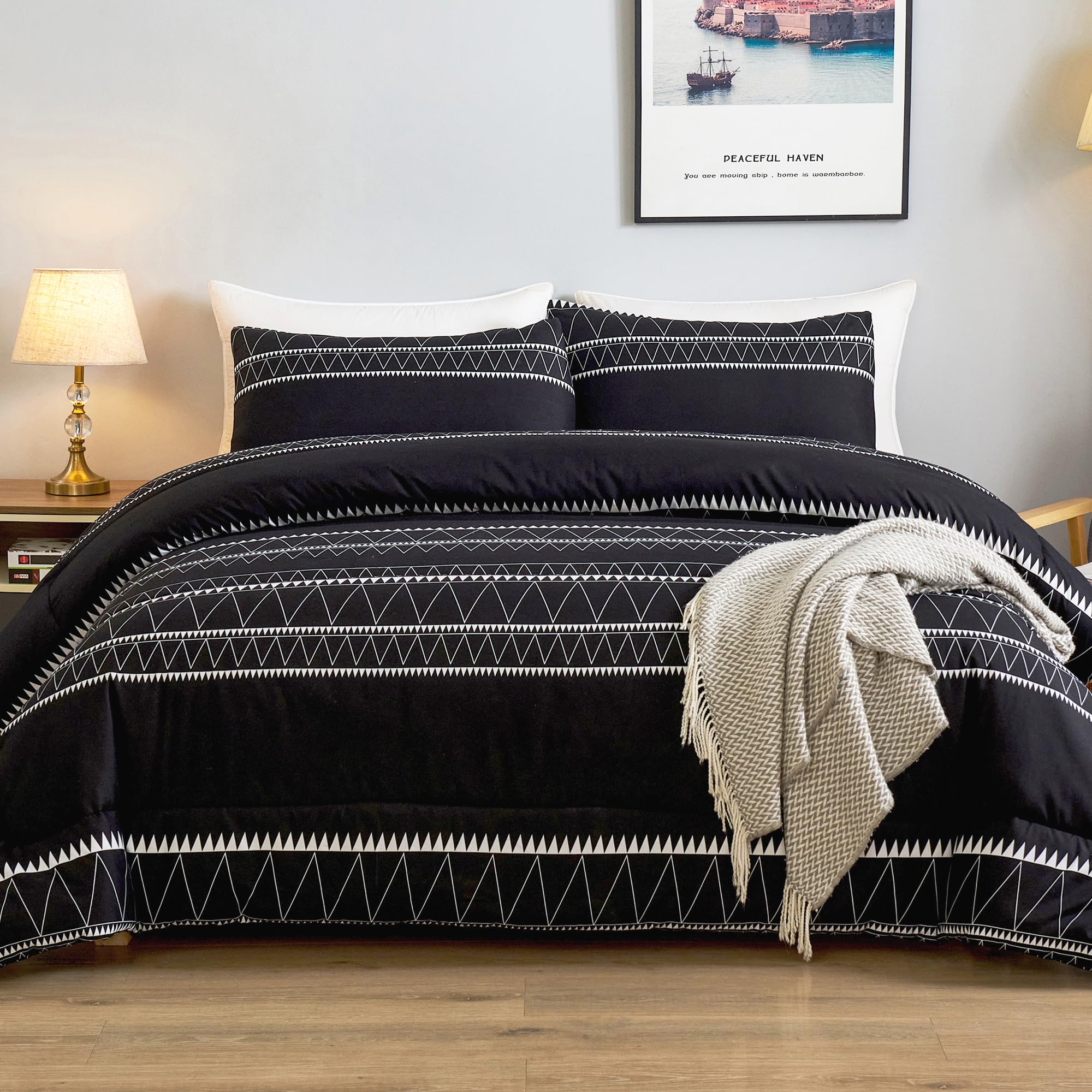 Andency Black Comforter King, 3 Pieces Bedding Comforter Sets (1 Boho ...