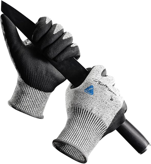 SAFEYEAR Levl 5 Cut Resistant Anti-Impact Anti-Vibration Work Gloves For Men And Women,Heavy Duty Mechanics Gloves For Adult.
