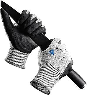 Safeyer Classe 5 Luvas de trabalho à prova de corte para homens e mulheres, luvas de segurança antiderrapantes para adultos, luvas de máquinas pesadas blid, quinta florestal, construção