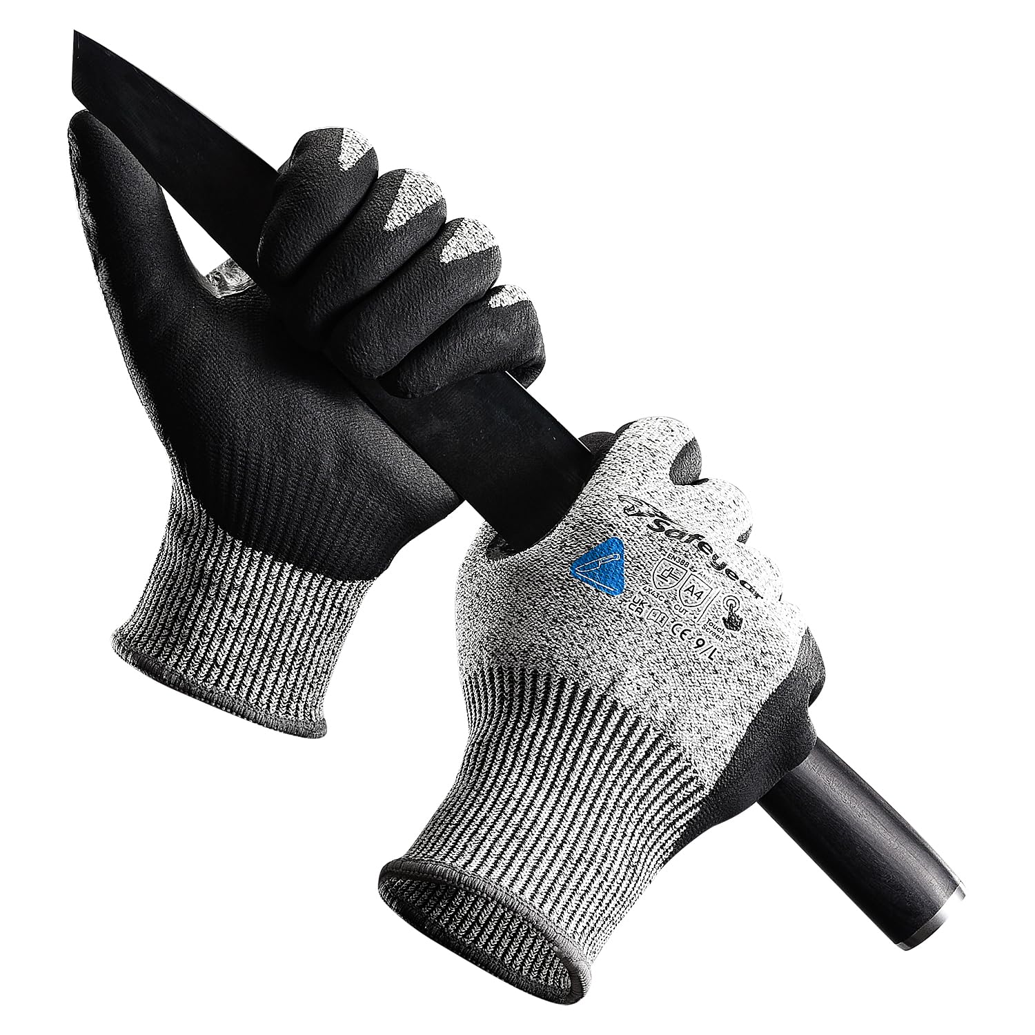 Safeyer clase 5 guantes de trabajo a prueba de Corte para hombres y mujeres, guantes de Seguridad antideslizantes para adultos, guantes de maquinaria pesada blid, granja forestal, construcción