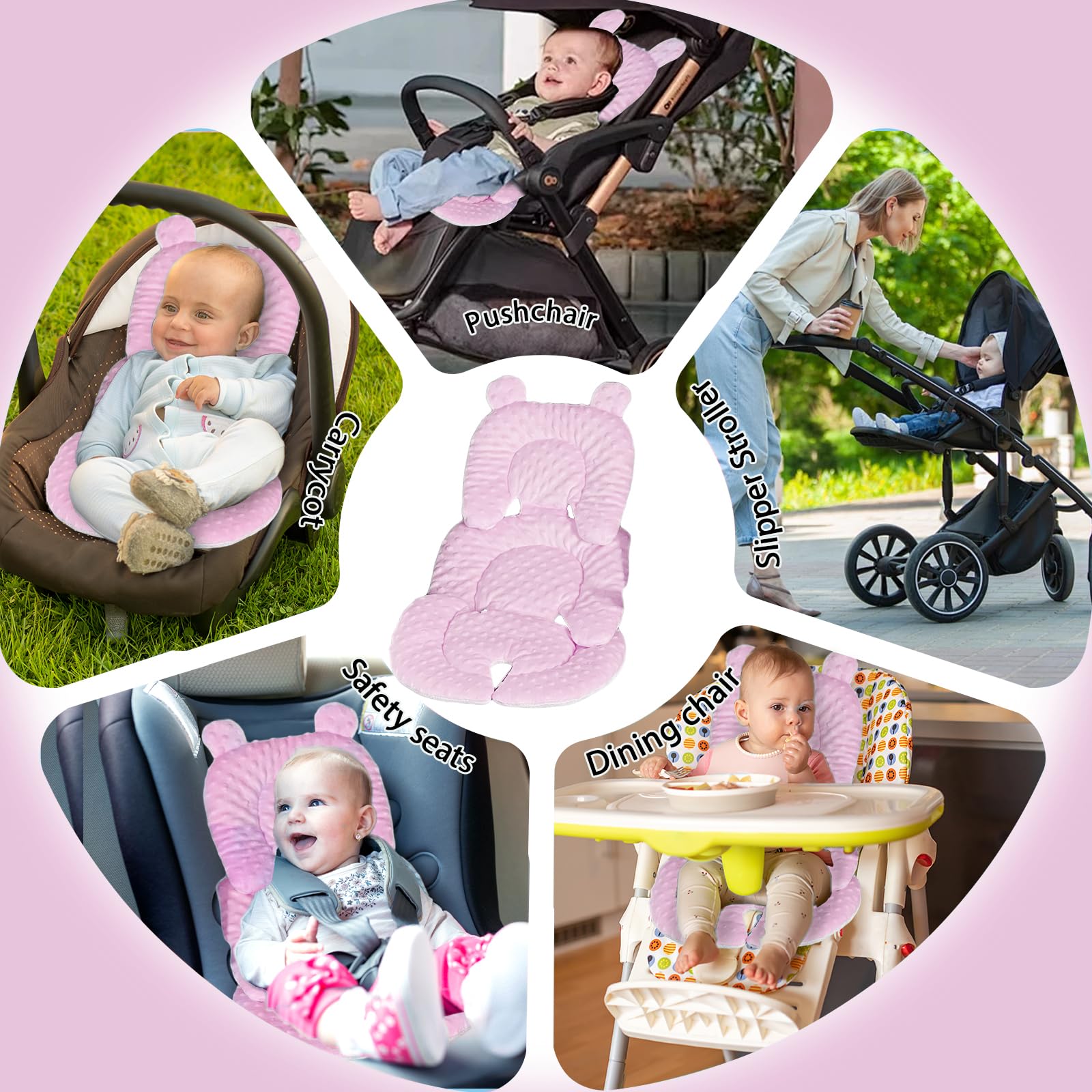 Fancysky Riduttore per Seggiolino Auto Cuscino Universale Passeggino Rosa