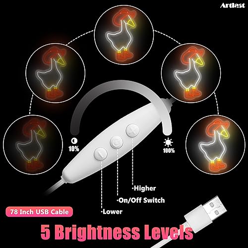 Miniatura 5 de Letrero de neón de ganso de vaquero con sombrero de vaquero y botas, luz LED de neón para decoración de habitación de niños, bonito letrero de ganso