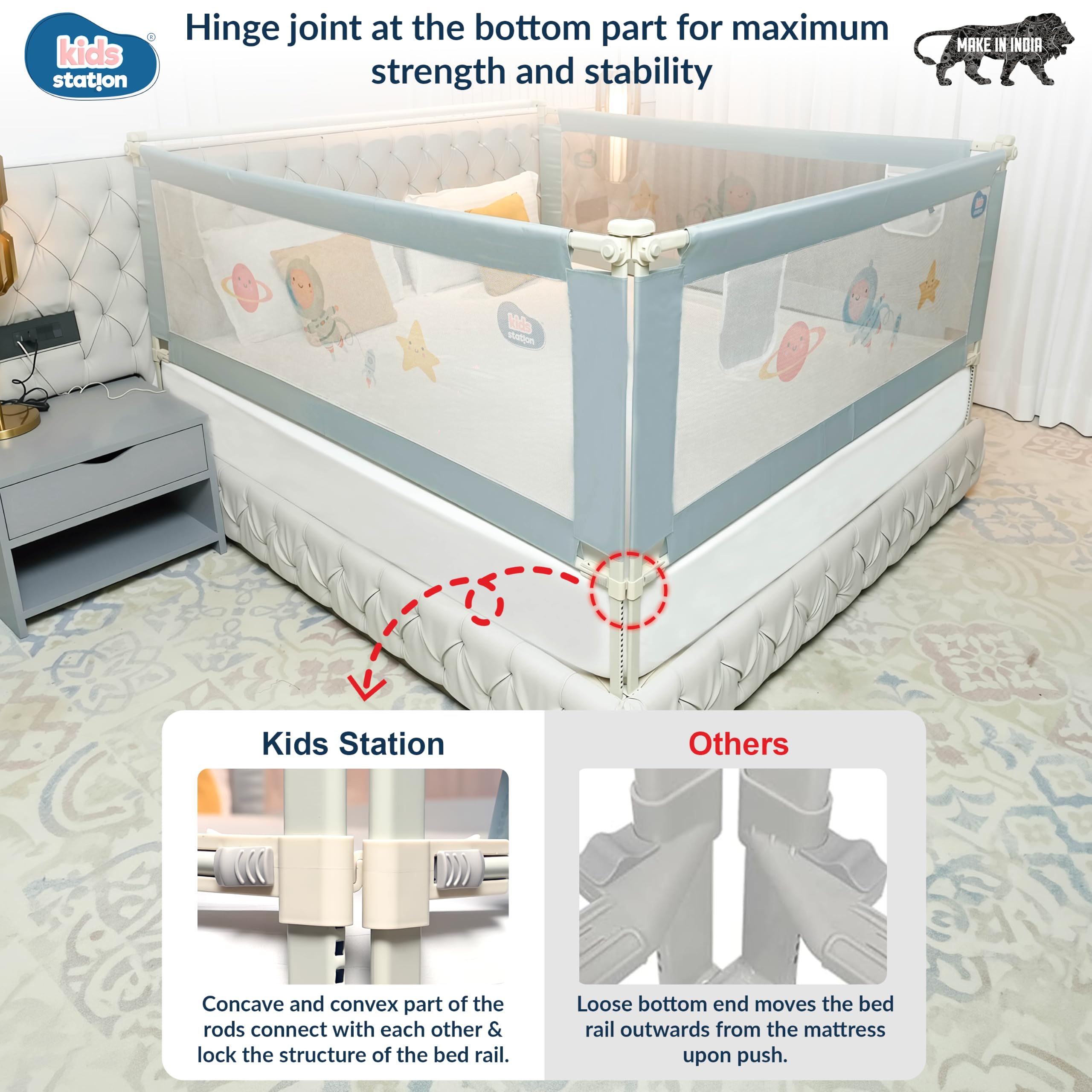 Kids Bed Rail Guard - Baby Safety Side Wall -4