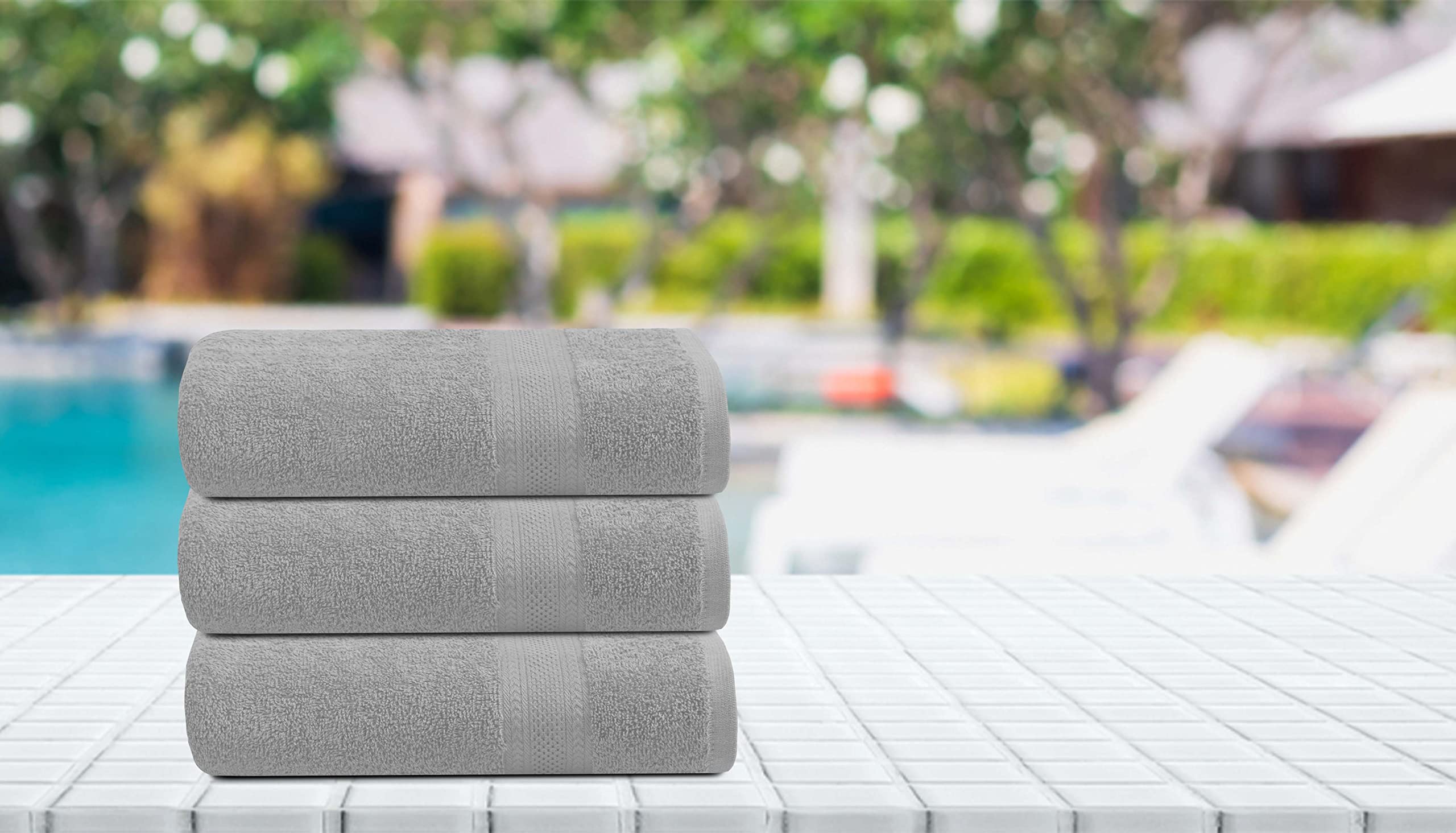 TEXCRAFT Medium Size Bath Towels Set of 6 – 100% Cotton Terry – 24" x 48" – Quick Dry, Soft & Highly Absorbent – Grey Towels for Bathroom, Gym, Spa, Pool & Daily Use: Light Grey 24''x48'' - PK 12