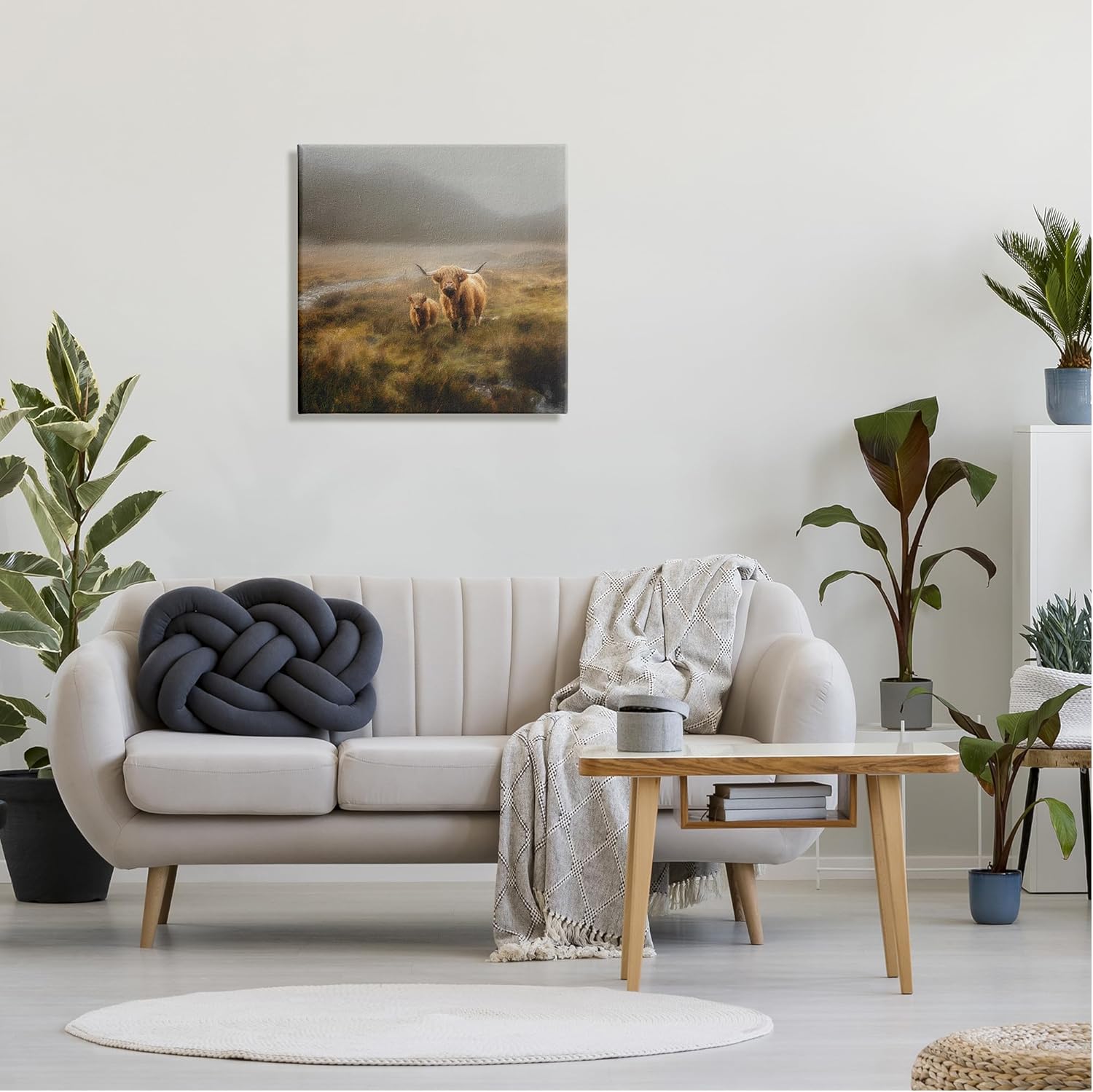 Stupell Industries Highland Cows Rural Landscape Canvas Wall Art by Paul Brent