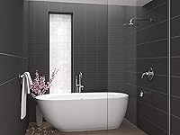 Vista 3 de ANZZI Bañera independiente de 67", bañera de remojo, desagüe central de acrílico, lujosa espaciosa, bañera de remojo profunda con rebosadero