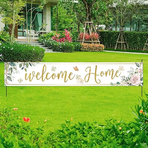 Miniatura 4 de Cartel de bienvenida a casa, cartel grande de reunión familiar de bienvenida, cartel de tela para el hogar, patio, porche, suministros de fiesta