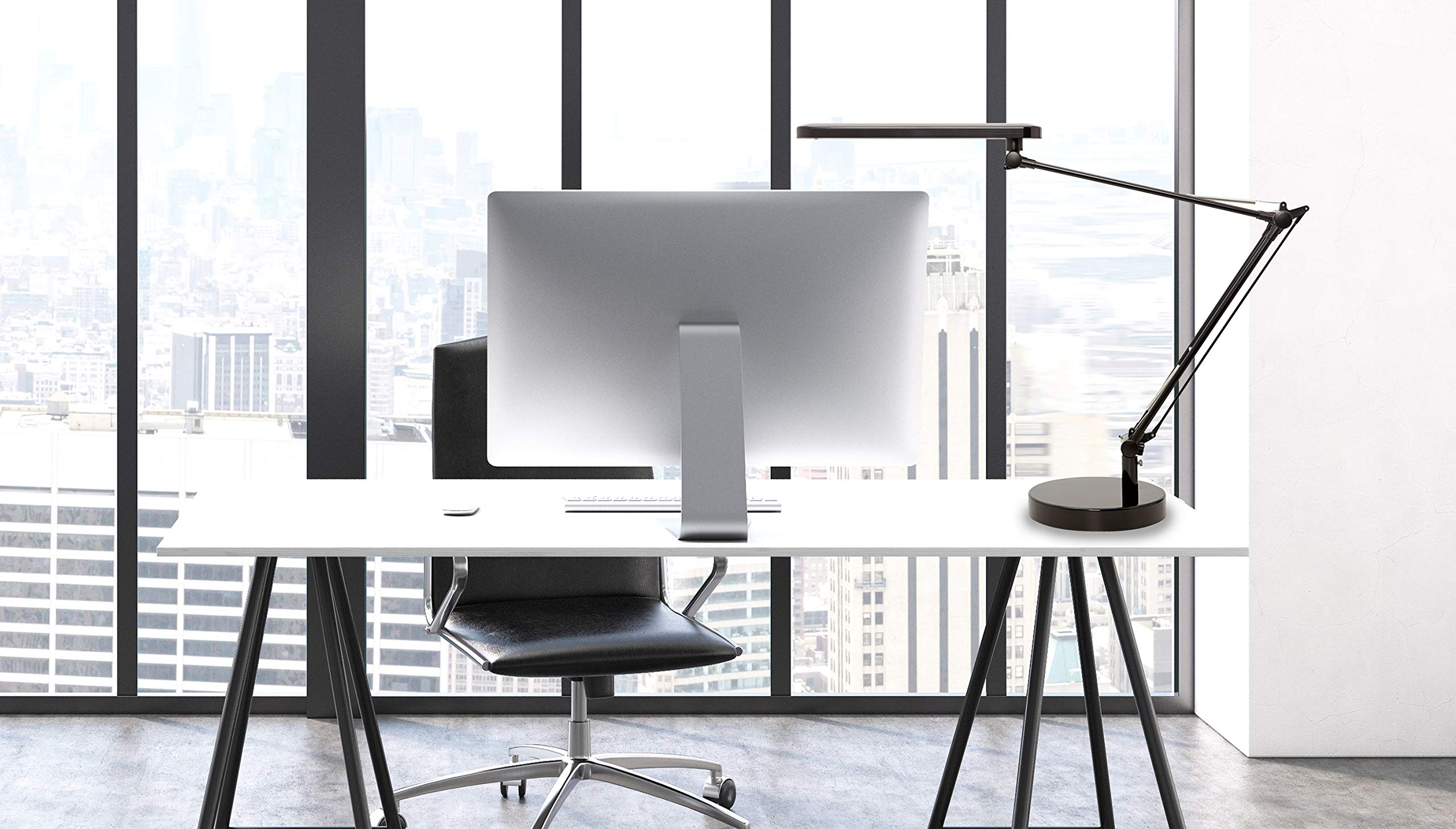 Unilux Lampe de bureau LED Mambo - Intensité variable de 3000 à 5000 K, 900 lux - 7 W - Avec pince et pied - Couleur de la lumière réglable - Gris