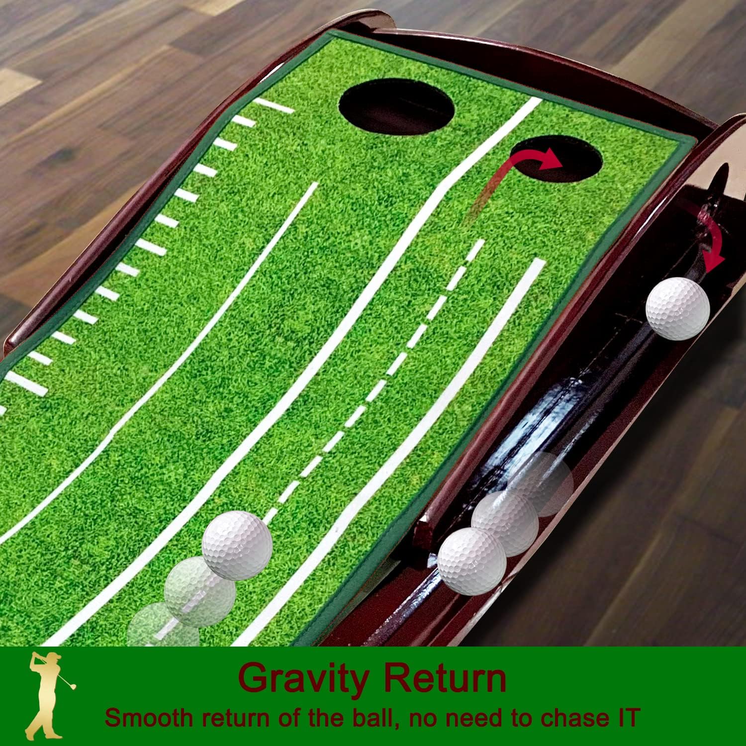 ZLX&LU Putting Green Mat with Ball Return, Perfect Mini Golf Putting Set, 2 Holes of Different Sizes, Sturdy Wooden Base, Suitable for Indoor, Office, Basement or Garage Golf Games or Putting Practice : Sports & Outdoors