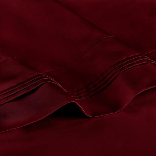 Miniatura 3 de Fundas de almohada estándar de 1000 hilos de algodón peinado de fibra larga súper suave, 2 piezas, borgoña