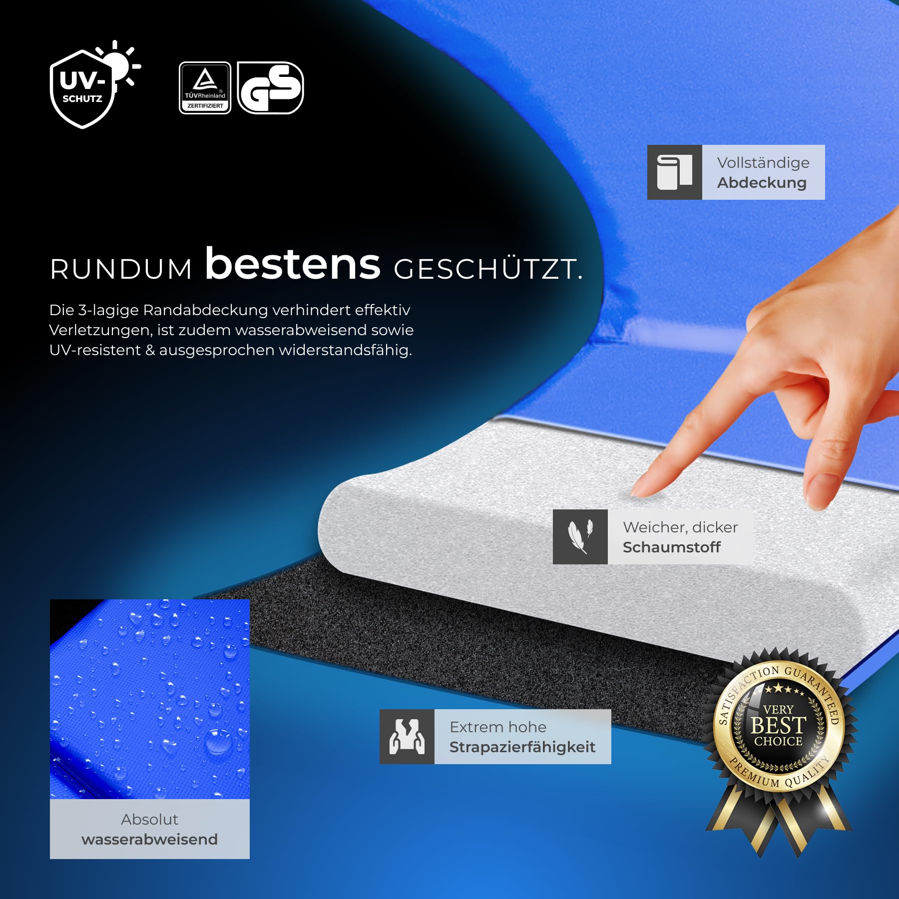 tectake® Trampolin, Gartentrampolin, Outdoor Spaß- und Sportgeräte Zuhause, Sportgerät Ausdauertraining, Balancieren Kinder, mit Sicherheitsnetz Schutznetz Kinder, Trampolin Randabdeckung
