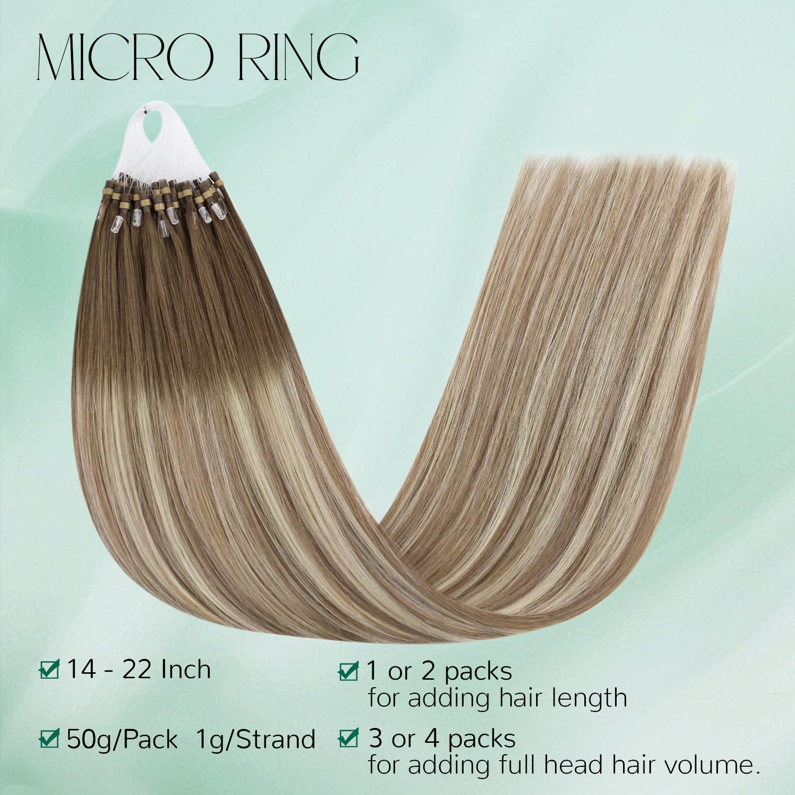 Easyouth Nano Hair Extensions Real Human Hair Blonde Nano Beads Hair Extension Human Hair Platinum Blonde Nanos Loop Hair Extensions Pre Bonded for Natural Look 14 Inch 50g 1g/Strand #1000 — view 92