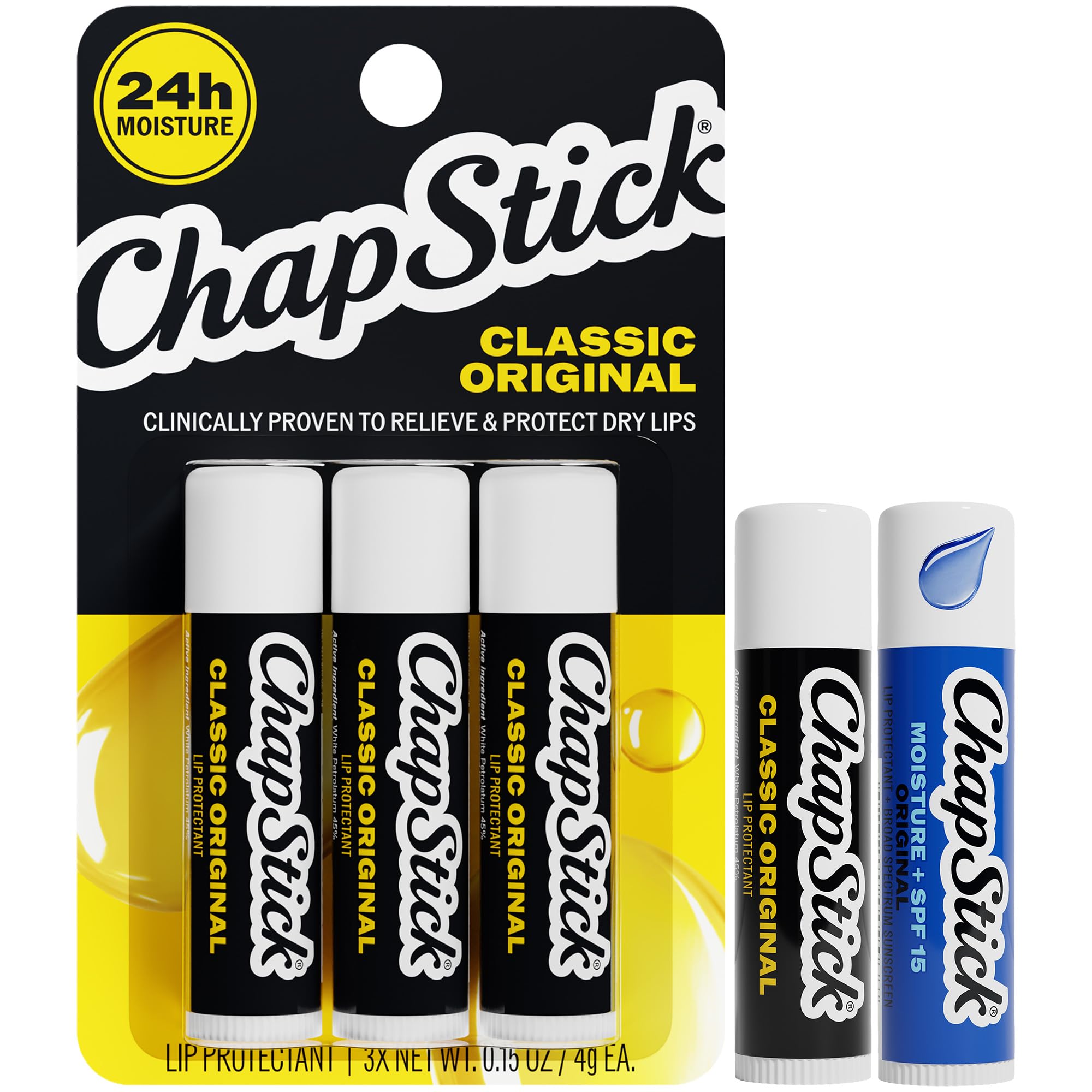 Amazon.com : ChapStick Lip Balm Set, 4 Classic Original, 1