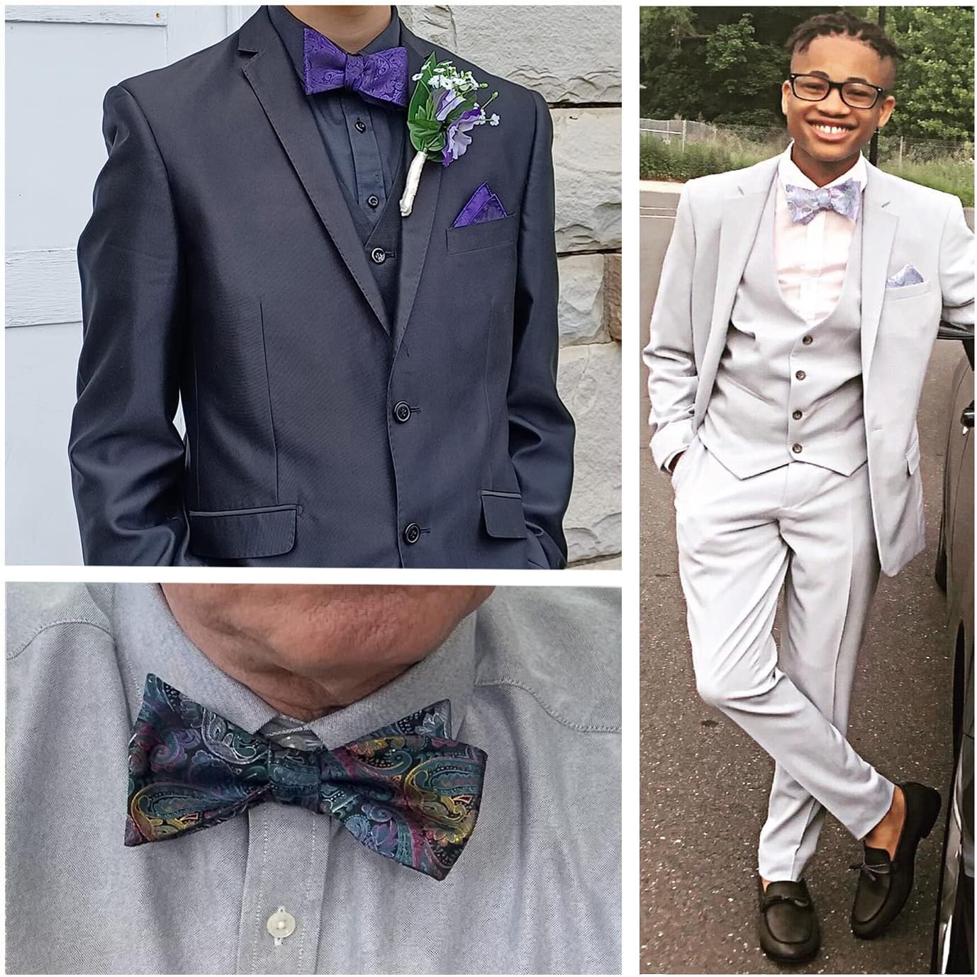 Alizeal Mens 2pcs Paisley Jacquard Self-Tie Bow Tie Pocket Square Set - Image 4