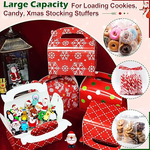 Miniatura 3 de Papel grueso y fácil de montar Paquete de 24 bolsas de regalo de Navidad 3D, cajas de galletas con asa, 6 estilos de cartón de Navidad, cajas de