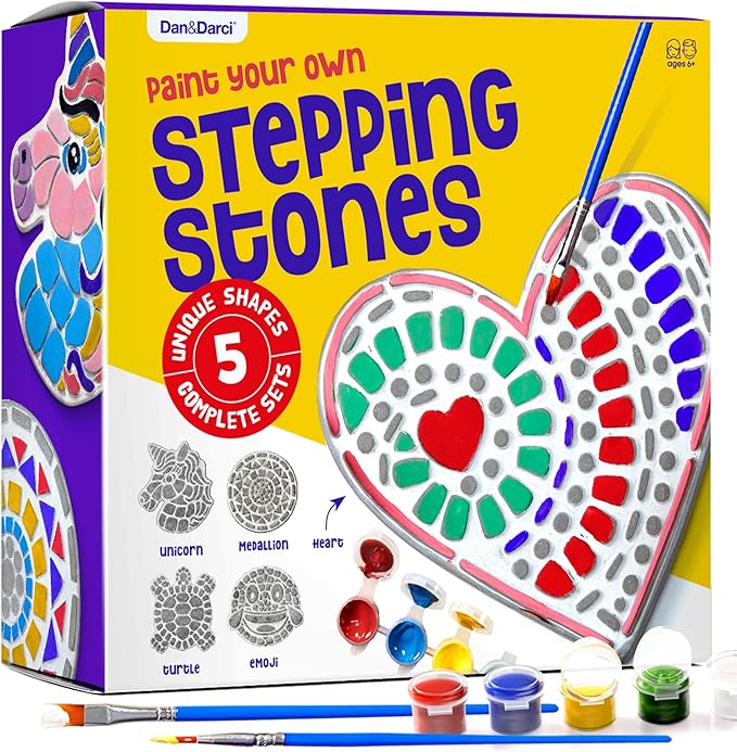 Stepping Stone Painting Kit for Kids Paint 5 Garden Stones Arts and Crafts for