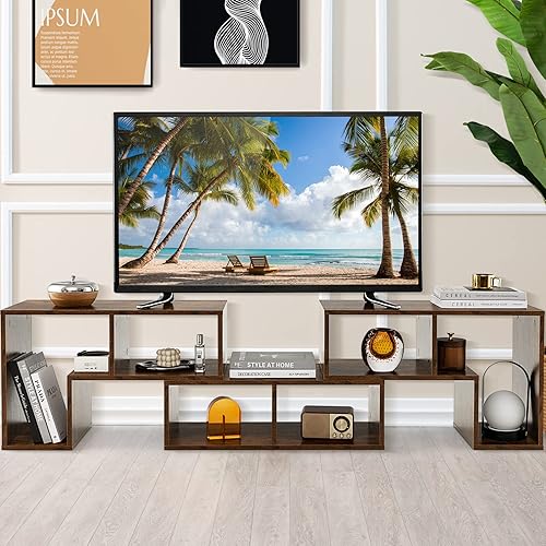 Miniatura 27 de KOTEK Soporte de TV para TV de 50, 55, 60, 65 pulgadas, organizador de estantería de combinación gratuita, mesa consola de TV con estantes de