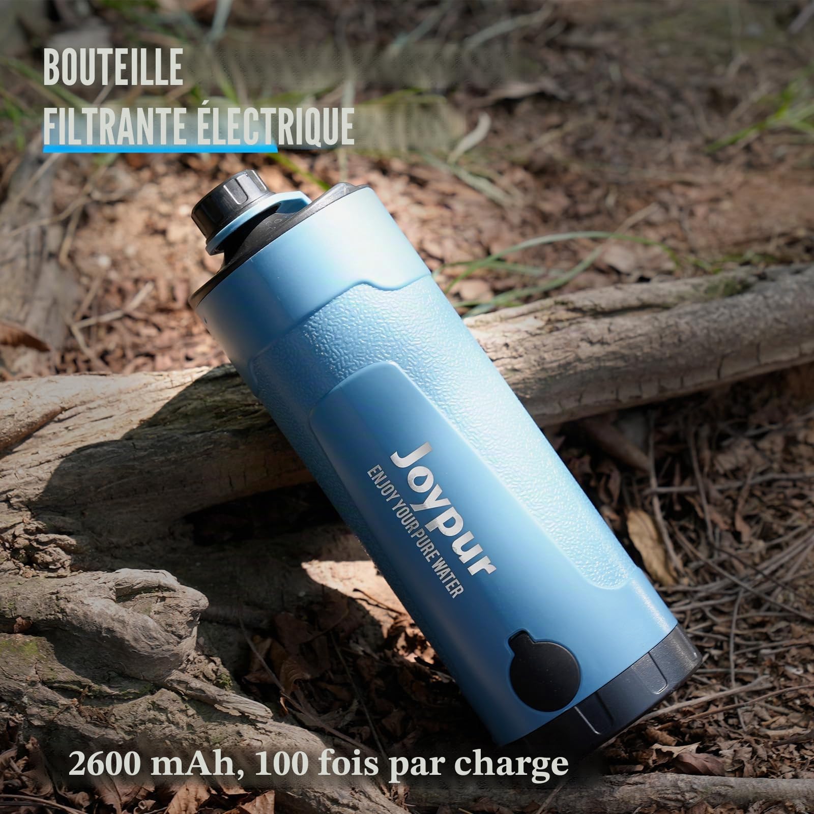 Bouteille d'eau avec filtre électrique - 650 ML Bouteille filtre à eau extérieure Bouteille d'eau portable avec filtre Bouteille avec pour le survie camping randonnée