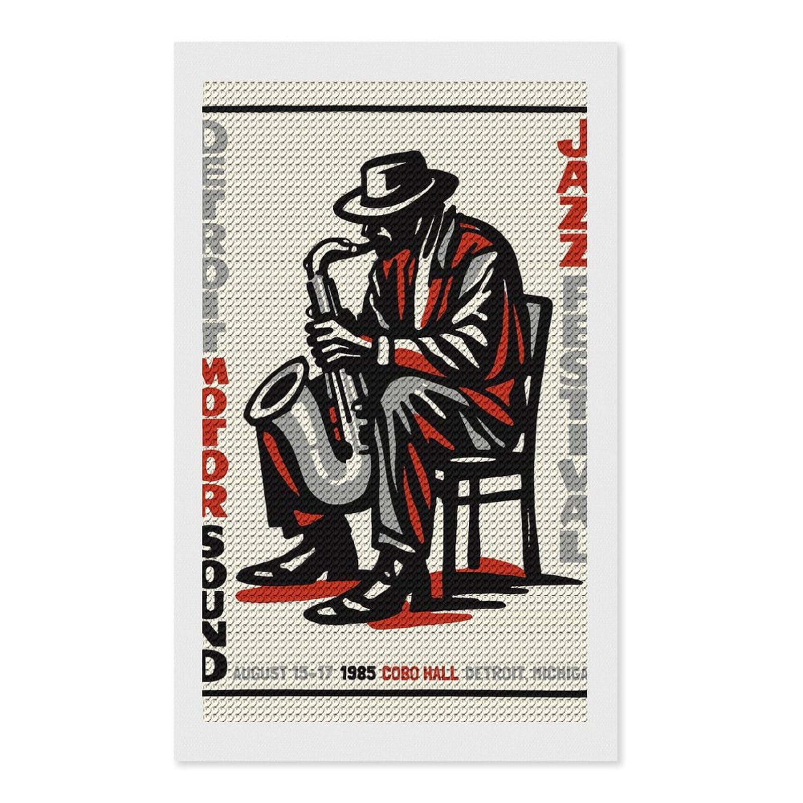 Junmoney Detroit Jazz Festival 1985 Diamond Painting Set 12"x20", Modern Decor, for Beginners, Printed Canvas, Thoughtful Handmade Gift, with Tool Kit