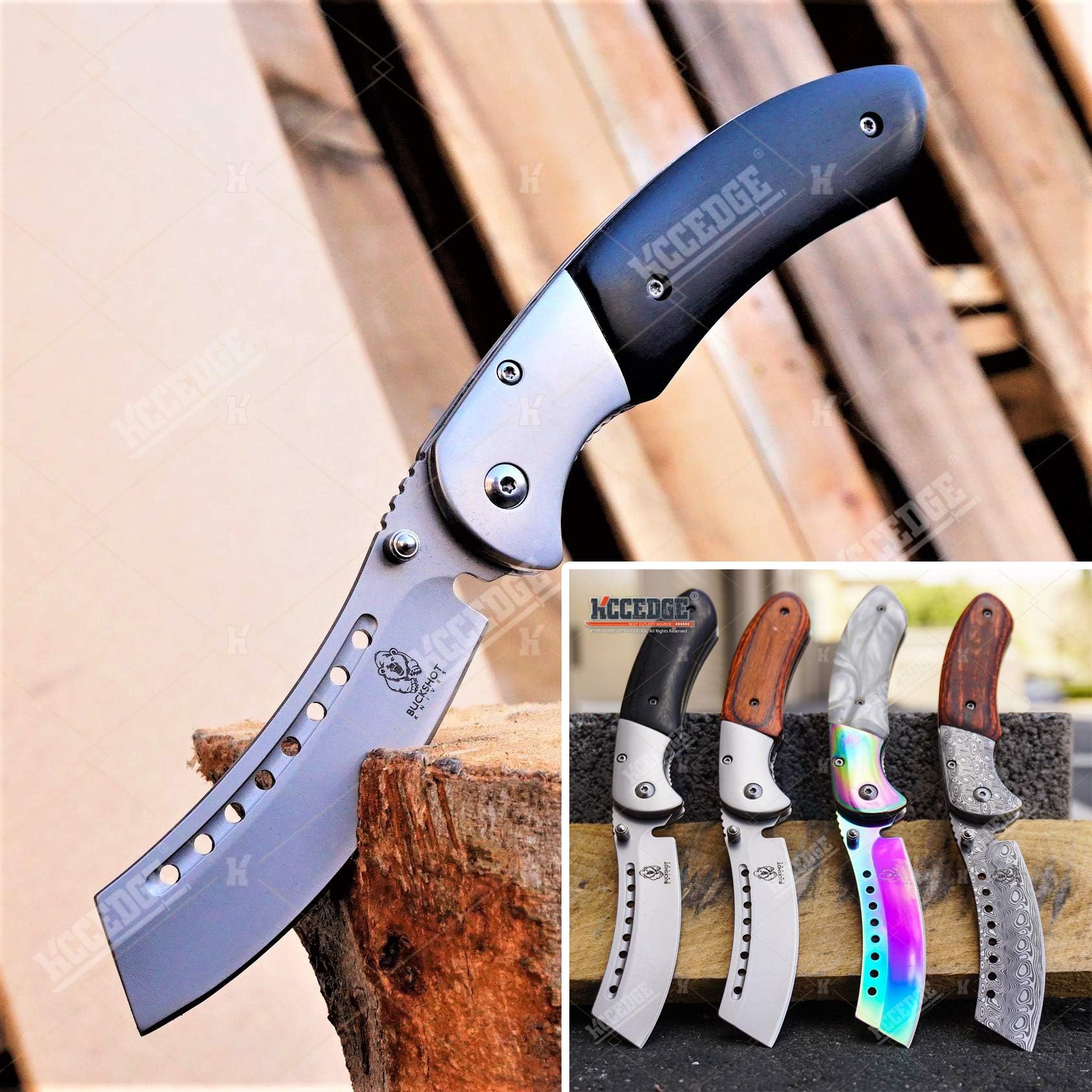 KCCEDGE BEST CUTLERY SOURCE EDC Pocket Knife Camping Accessories Folding Knife for Camping Gear Survival Kit Full Edge with Razor Sharp Edge 58731 (Black)
