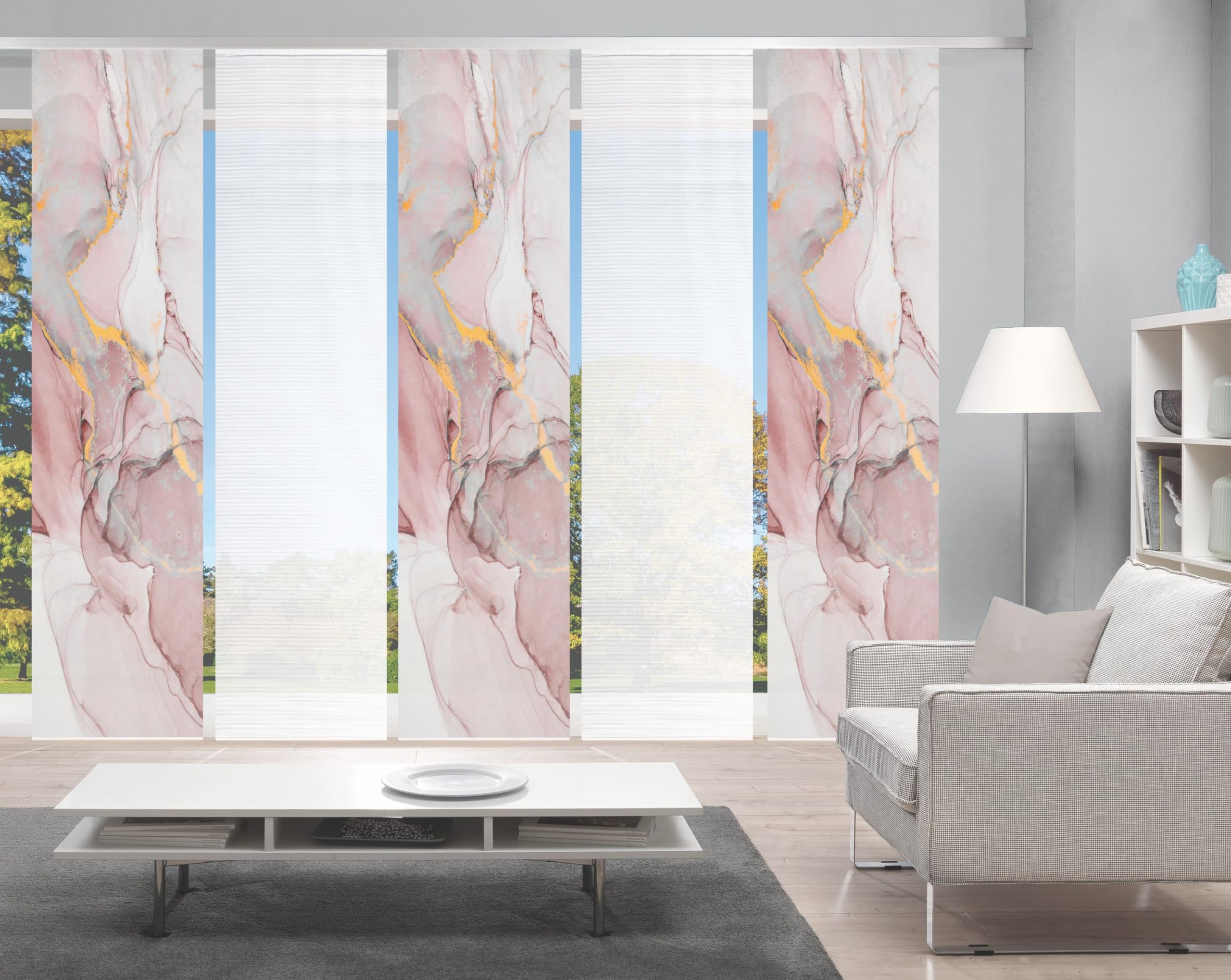 Vision S 5er-Set Schiebevorhänge MARMOSA, halbtransparent, Höhe 260 cm, Rose